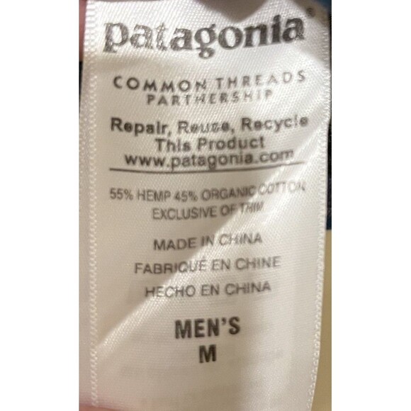 Patagonia Blue / Black Plaid Shirt Sz Medium M Button Up Organic Cotton - Picture 4 of 7